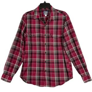 J.Crew New York Sportsmens Outfitter Midweight Plaid‎ Flannel Shirt Mens M Red